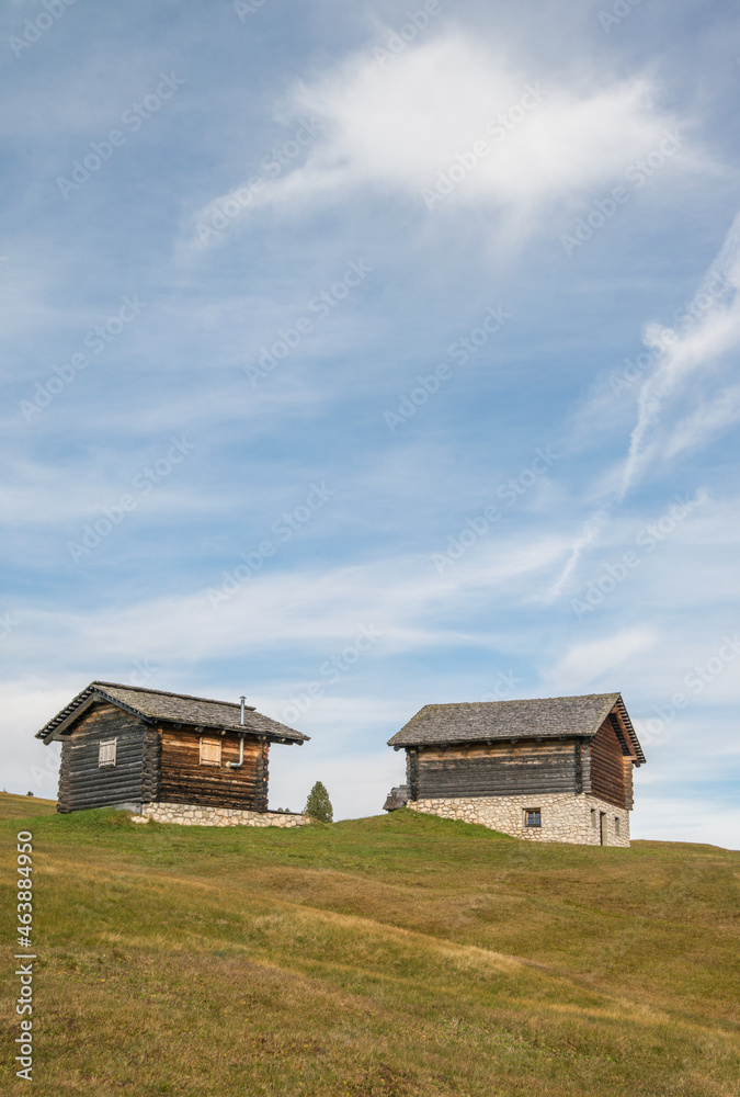 Scenic landscape of Dolomites in Italy during autumn time