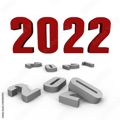New Year 2022 over the past 2021 and 2020 ones - a 3d image

