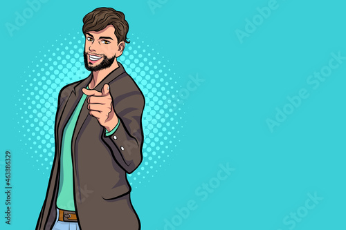Boss business man bearded pointing