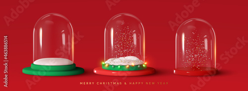 Tableau sur toile Set of Glass snow globe Christmas decorative design