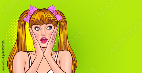 surprised woman looking somthing