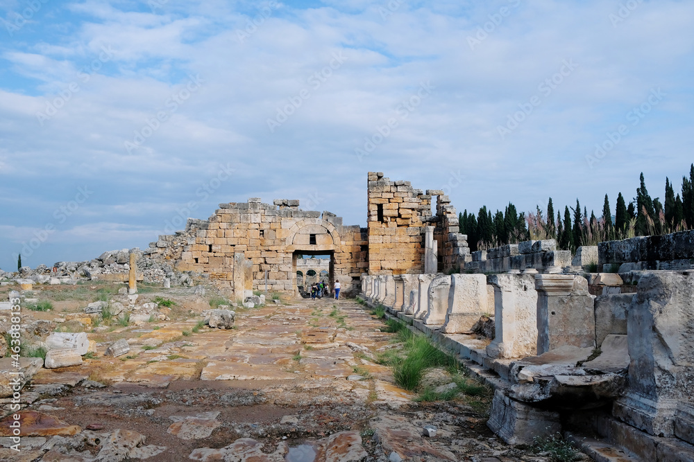 Roman gladiator tombs found in ancient city ruins of Hierapolis, Pamukkale, Denizli, Turkey