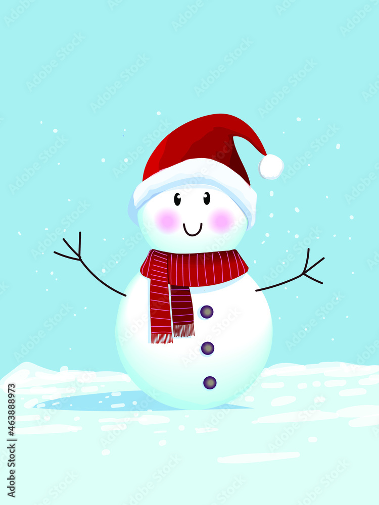 Snowman in Christmas day character icon vector illustration.