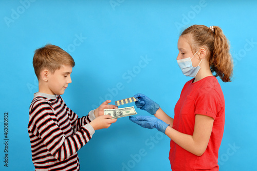 Children play doctor and patient and sell drugs to each other for money.