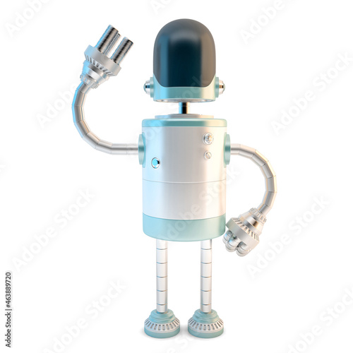Wallpaper Mural Waving robot. 3D illustration. Isolated Torontodigital.ca