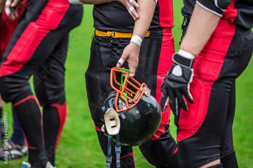 Football Players In Football Gear Close-up
