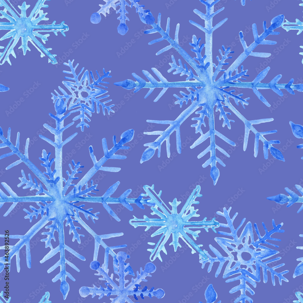 Seamless pattern with snowflakes in blue and white colors for winter.Seamless pattern .Gift paper.