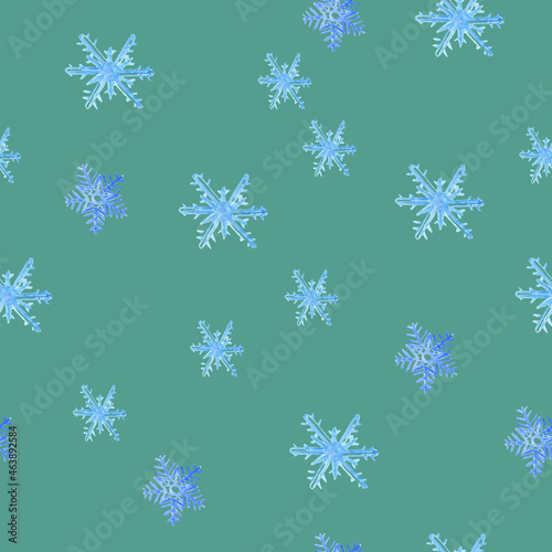 Seamless pattern with snowflakes in blue and white colors for winter.Seamless pattern .Gift paper.