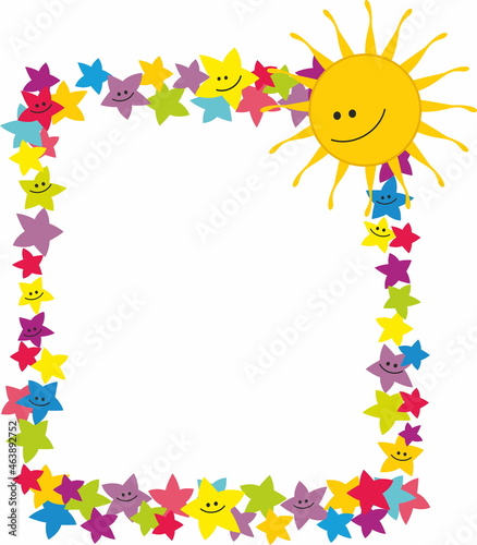 Decorative kids frame and baner with stars and sun
