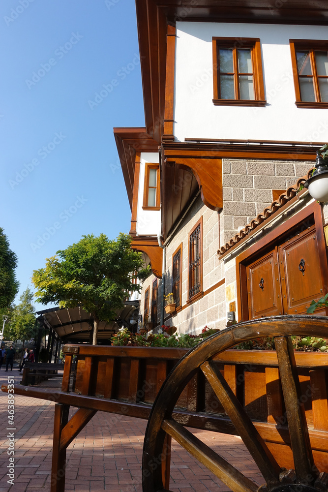 Historical renovated Ottoman style street in  Hamamönü - Ankara, Turkey