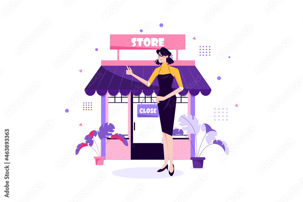 Sorry We Are Closed Illustration concept. Flat illustration isolated on white background.