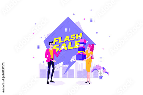 Flash Sale Offer Illustration concept. Flat illustration isolated on white background.