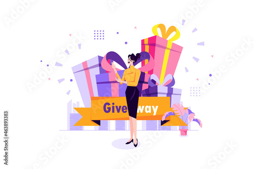 Giveaway Time Promotion Illustration concept. Flat illustration isolated on white background.