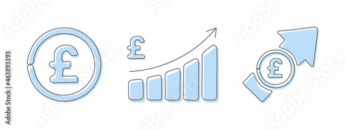 Pound sterling icon. Different financial currency icons. Financial chart with currency icon. Vector illustration