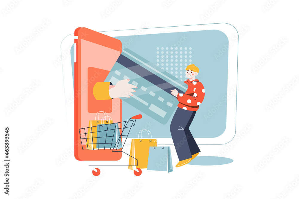 Online shopping payment Illustration concept. Flat illustration isolated on white background.