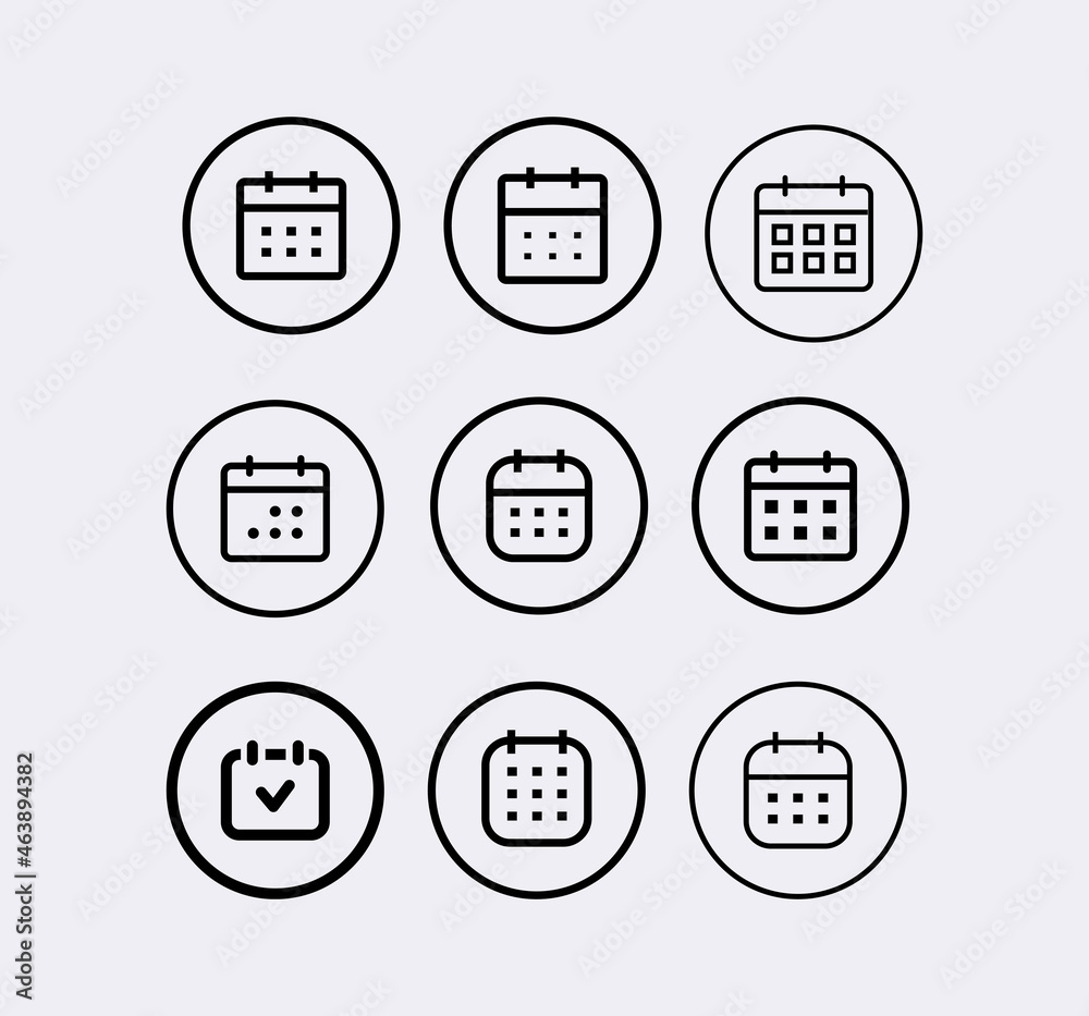 Calendar Date vector web icon set. Calendar Date vector web icon set.