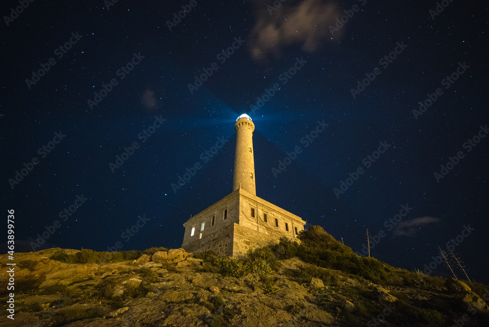 Lighthouse at Night with Stars