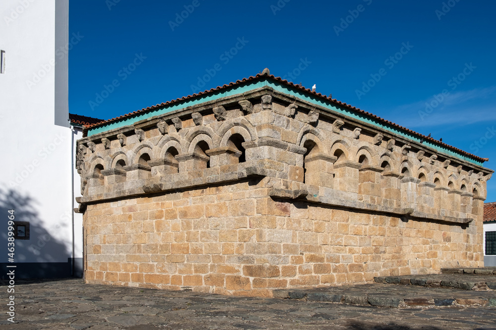 Exterior view at the Domus Municipalis, a Romanesque civic architecture building. Medieval council and reservoir.