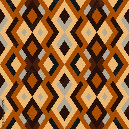 Mosaic seamless texture. Vector geometric background of triangles in brown, gray and yellow colors.