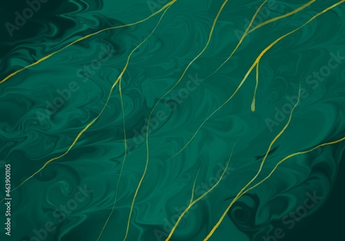 Close up of abstract green marble and gold texture background