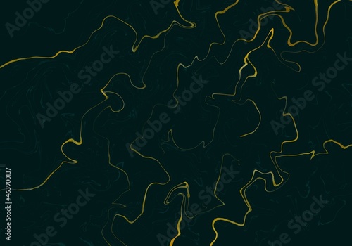 Abstract liquid marble dark green and gold texture background