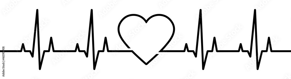 Heartbeat line with heart shape Heartbeat line with heart shape