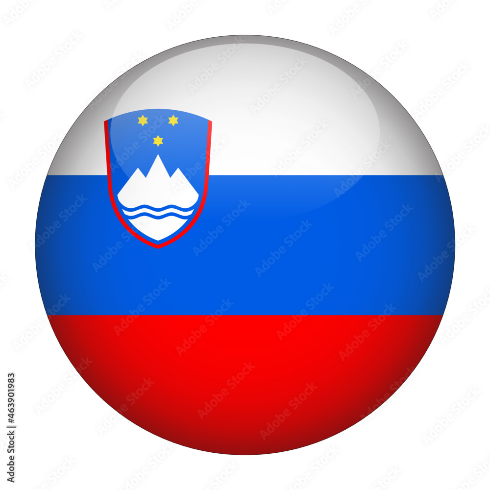 Fototapeta premium Slovenia 3D Rounded Country Flag button Icon
