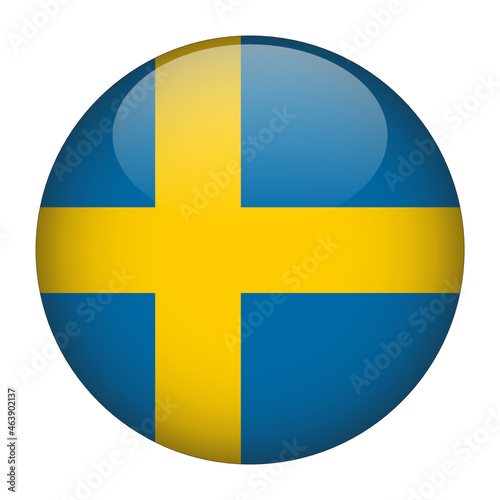 Sweden 3D Rounded Country Flag button Icon