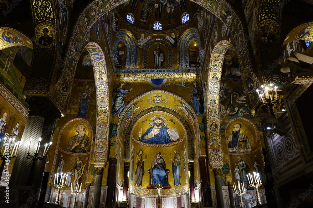 Cappella Palatina central nave inside Palazzo Reale, Palermo, Sicily, Italy