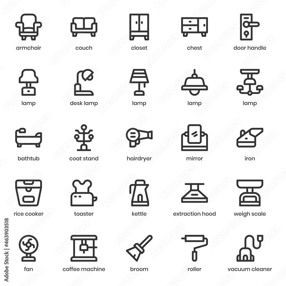 Home Stuff icon pack for your website design, logo, app, UI. Home Stuff icon outline design. Vector graphics illustration and editable stroke. Home Stuff icon pack for your website design, logo, app, UI. Home Stuff icon outline design. Vector graphics illustration and editable stroke.