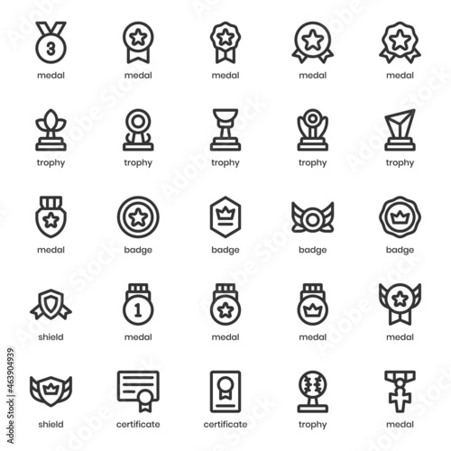 Award icon pack for your website design, logo, app, UI. Award icon outline design. Vector graphics illustration and editable stroke.