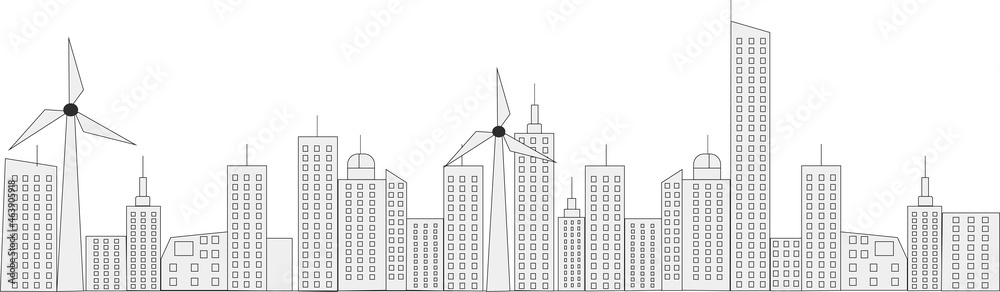 City skyline drawing vector. Going green