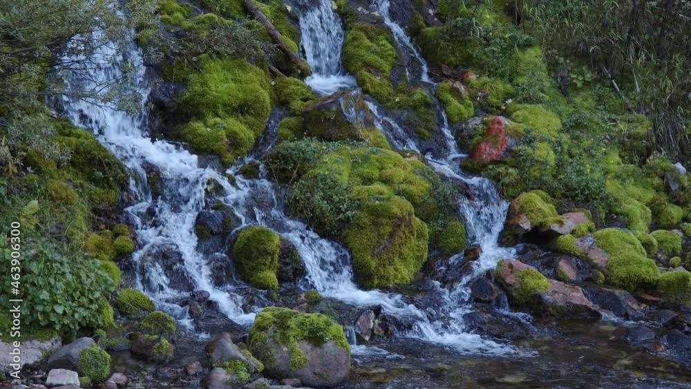 Janee Falls flowing into Swift Creek near Afton Wyoming over the mossy green rocks. Janee Falls flowing into Swift Creek near Afton Wyoming over the mossy green rocks.