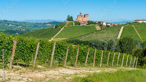 Fototapeta Naklejka Na Ścianę i Meble -  The beautiful castle of Grinzane and its vineyards in the Langhe region of Piedmont, Italy.