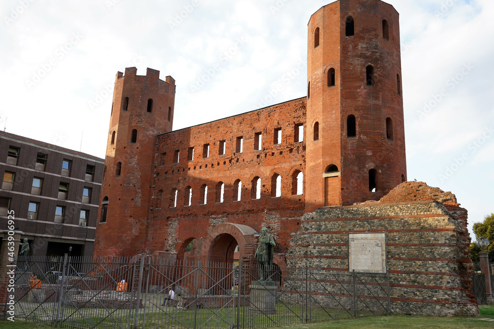 Palatine gate in the Archaeological Park of Turin, Italy