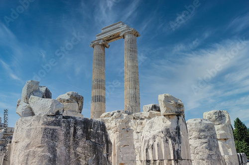 View of Temple of Apollo in antique city of Didyma Aydin, Turkey.
