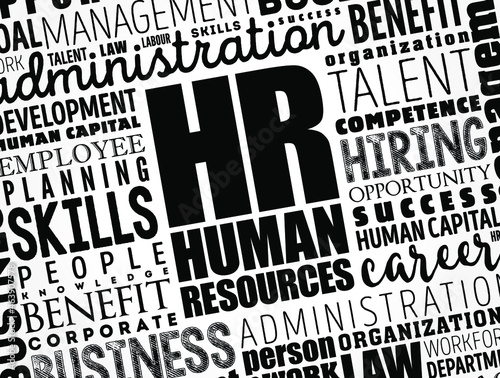 HR - Human Resources word cloud collage, business concept background