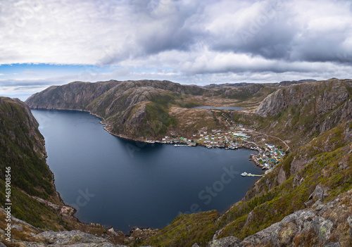 Coastal town snuggled into the fjord