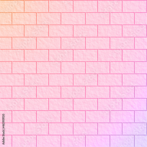 Orange and pink-purple brick texture watercolor background. Gradient Orange and pink-purple brick wall texture background.