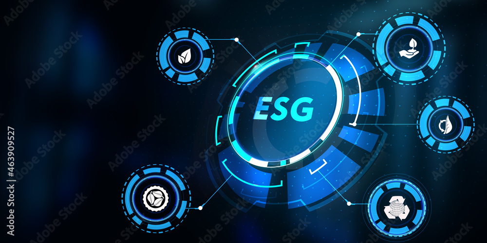ESG Environmental Social Governance concept. Technology, Internet and network concept. 3d illustration ESG Environmental Social Governance concept. Technology, Internet and network concept. 3d illustration