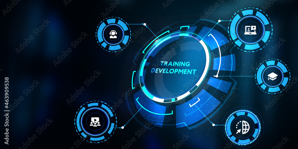 Business, Technology, Internet and network concept. Coaching mentoring education business training development E-learning concept. 3d illustration Business, Technology, Internet and network concept. Coaching mentoring education business training development E-learning concept. 3d illustration