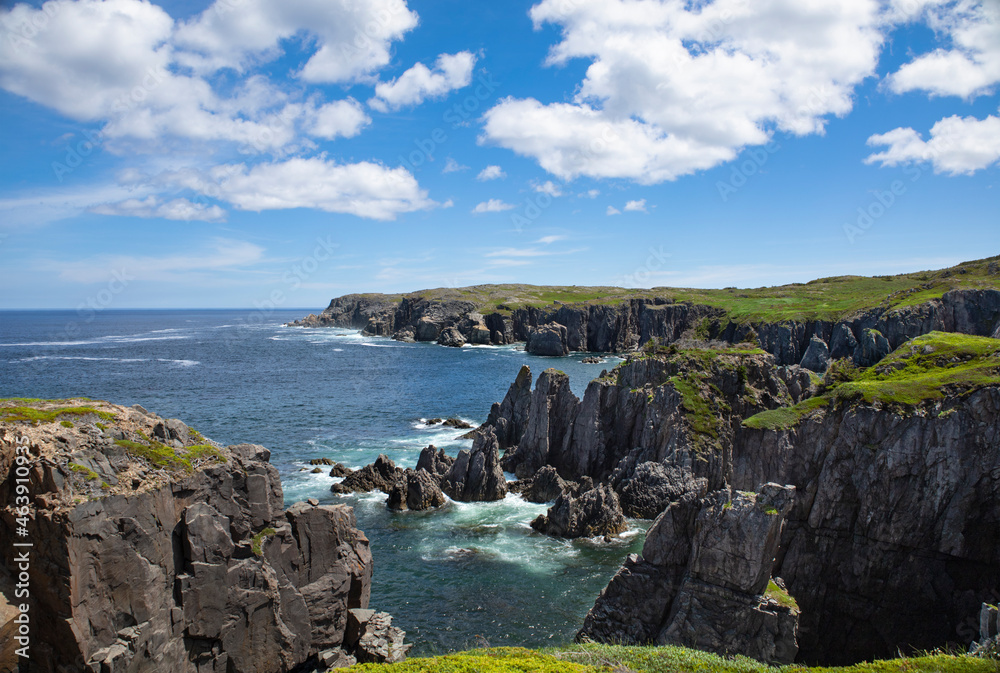 Jagged rocks along the shoreline