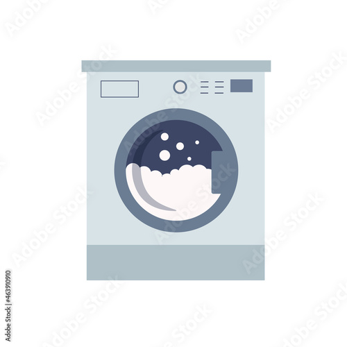 Washing machine vector illustration. Washing machine flat illustration. Washing machine icon on isolated white background. 