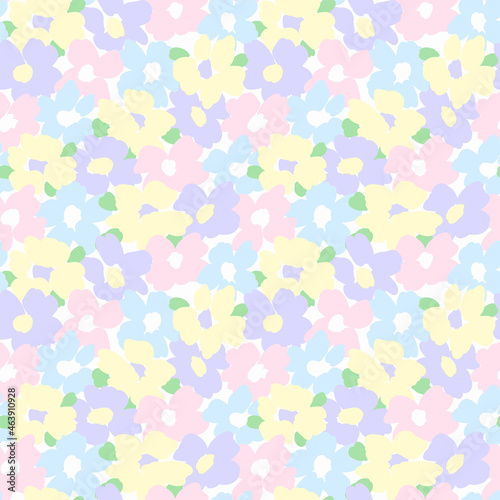 Wallpaper Mural Soft colored floral seamless pattern. Hand drawn pastel tones flowers. continuous pattern coverage. paper, textile, fabric design, wraping and packaging Torontodigital.ca