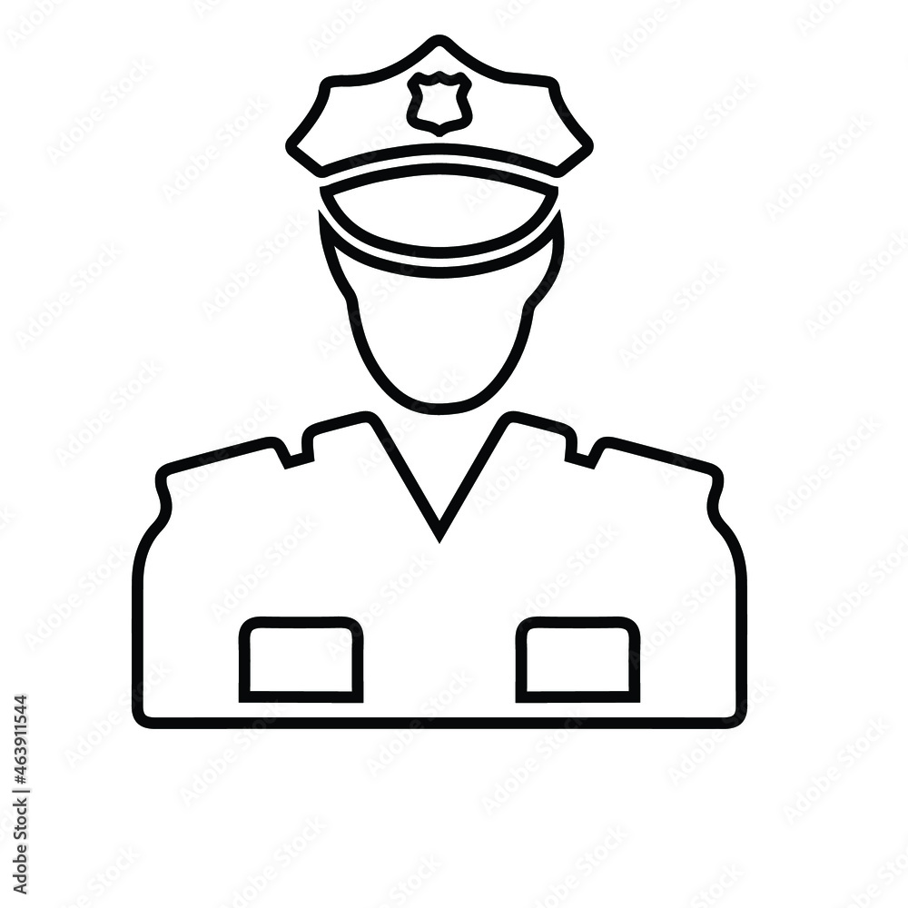 Officer, police outline icon. Line art vector.