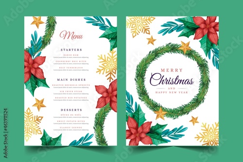 watercolor christmas menu template vector design illustration