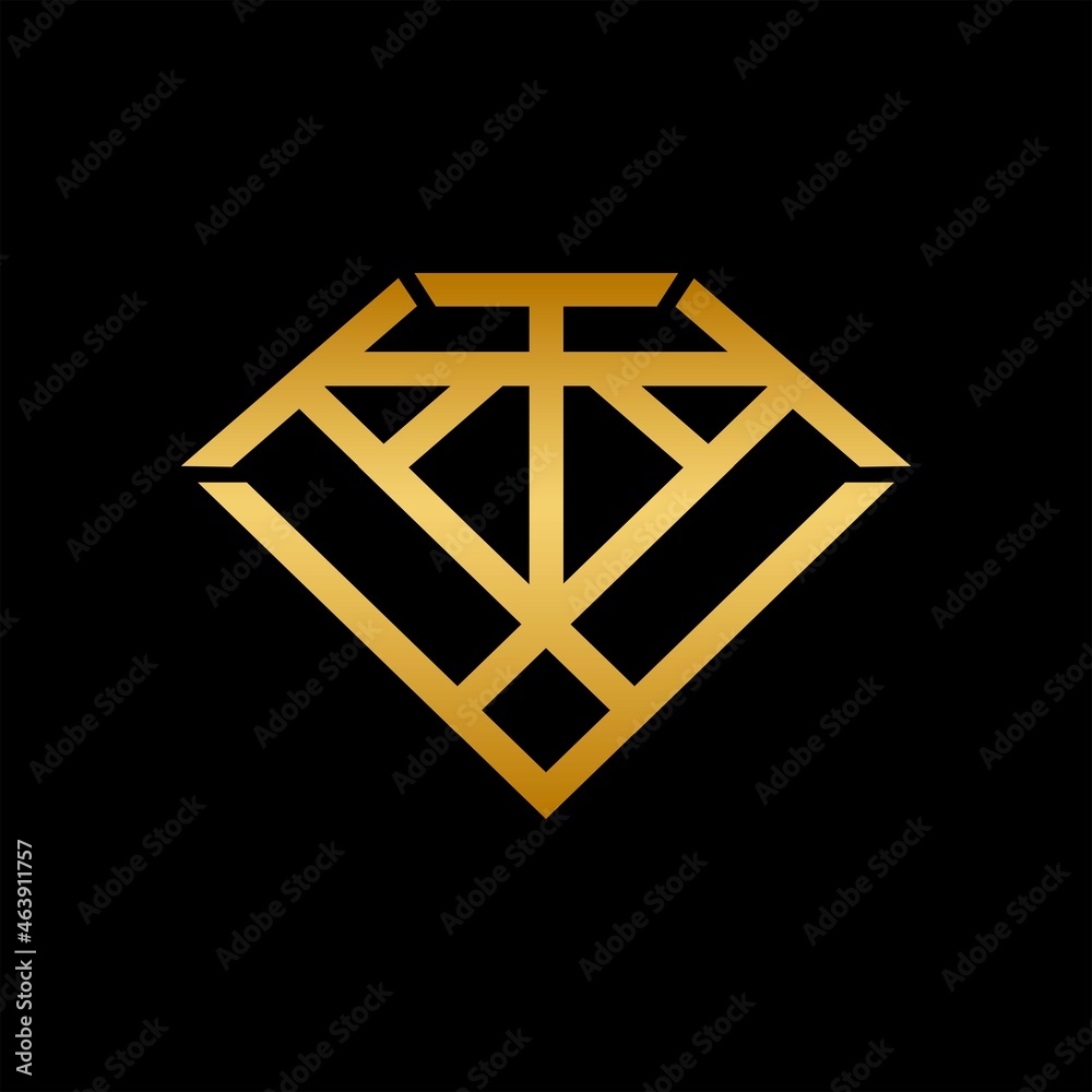 Initials logo letter T. with diamond shape clean and modern design combined with gold color