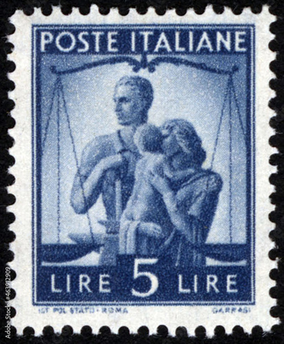 Postage stamps of the Italy. Stamp printed in the Italy. Stamp printed by Italy. © Saim