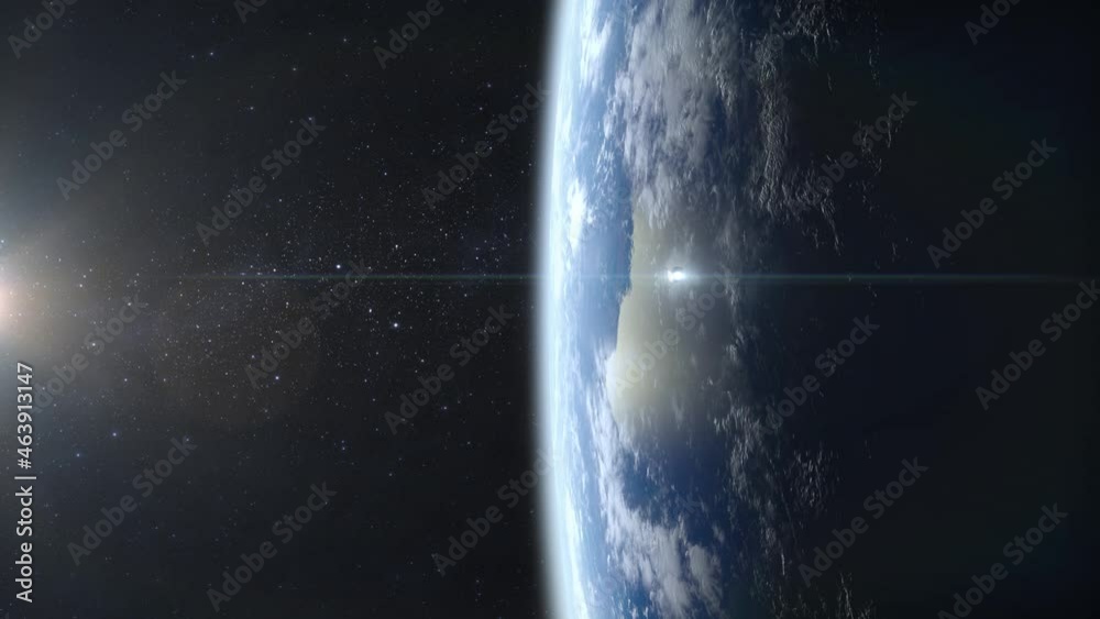 A nuclear hypersonic missile quickly flies off and falls to Earth. View from space. The rocket is approaching the Earth. Hypersonic weapon. Nuclear war. 4K. 3D Animation.