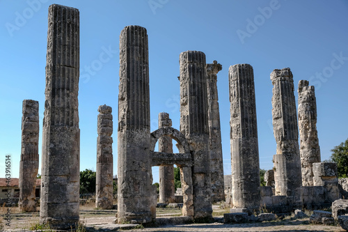 Zeus Olbios Temple, ancient Anatolian architecture of the Hellenistic period in the Roman province of Isauria, in present-day Uzuncaburc, Silifke, Mersin, Turkey photo
